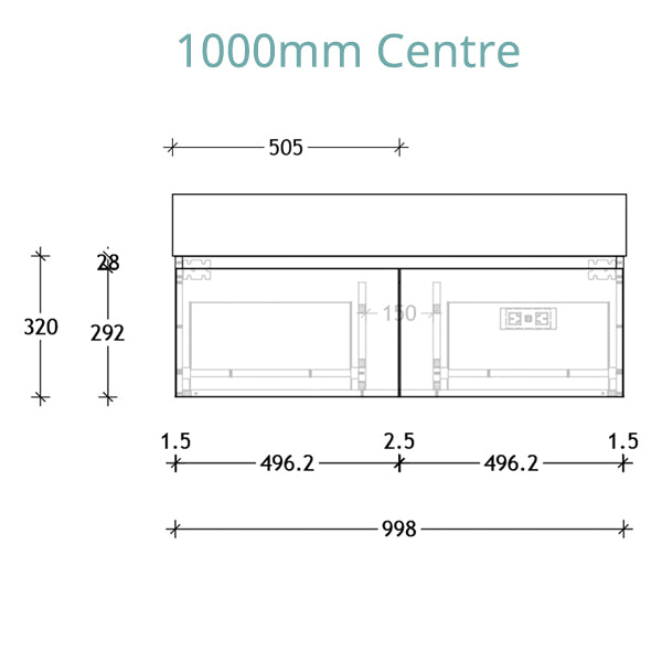 ADP Capri Vanity 1000mm technical image
