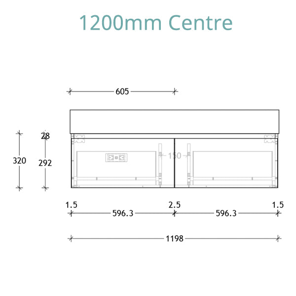 ADP Capri Vanity 1200mm technical image