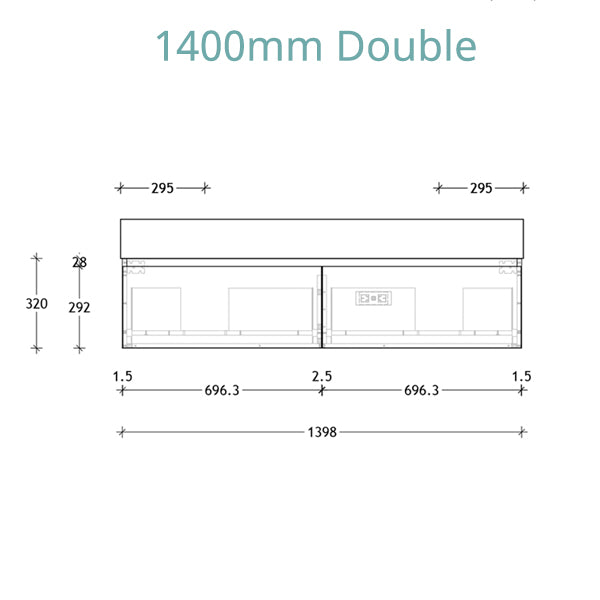 ADP Capri Vanity 1400mm technical image