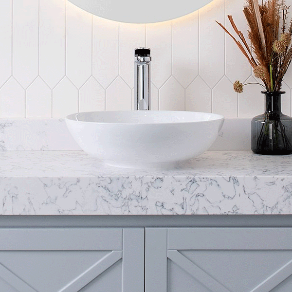 ADP Circuit Above Counter Basin White - round above counter basin that tapers in at the bottom - Online at The Blue Space