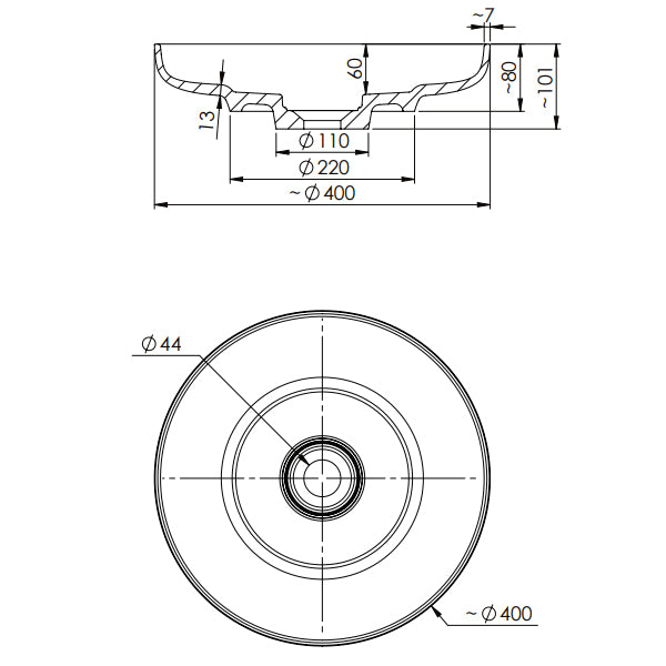 Technical Drawing - ADP Flume Above Counter Basin