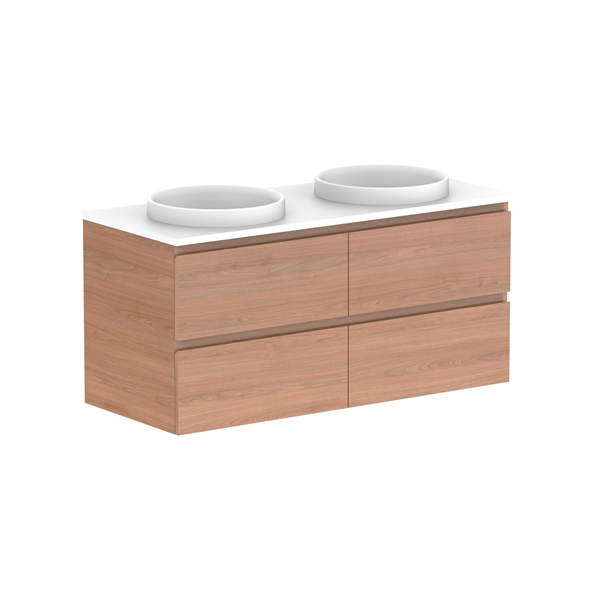 Glacier Full Depth All Drawer Slim 1200mm Wall Hung Double Bowl Benchtop | The Blue Space
