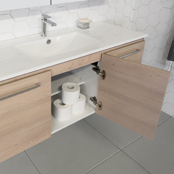 ADP Glacier Lite Door and Drawer Twin Vanity with Ceramic Top