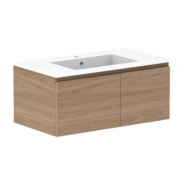 ADP Glacier Full Depth Door & Drawer Slim Cast Marble Top 900mm Centre Bowl | The Blue Space