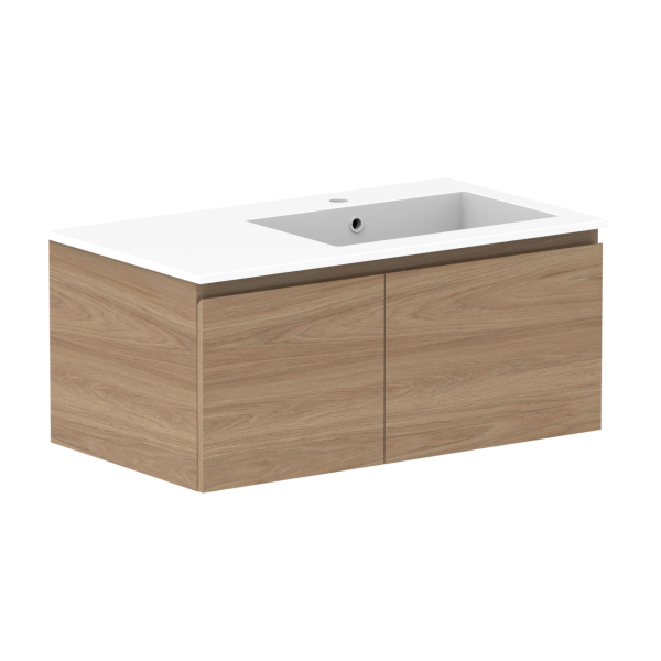 ADP Glacier Full Depth Door & Drawer Slim Cast Marble Top 900mm Right Bowl | The Blue Space