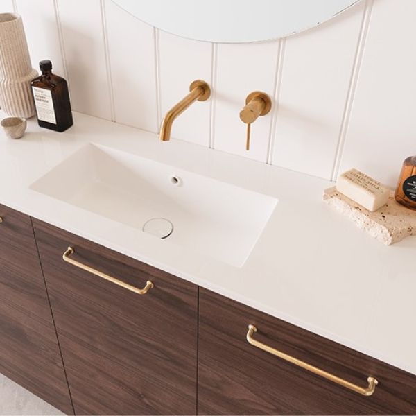 ADP Glacier Lite Ceramic Top Ensuite Trio Vanity Lifestyle - The Blue Space