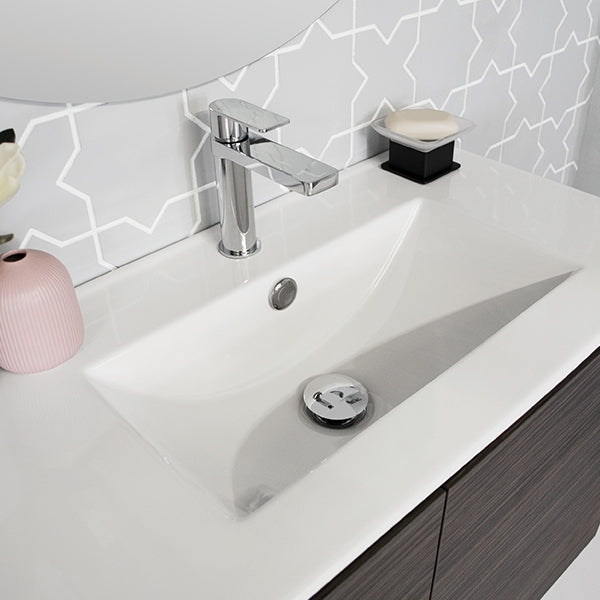 ADP Glacier Lite Ensuite Door & Drawer Slim 750mm Centre Bowl vanity with Ceramic Moulded top - The Blue Space