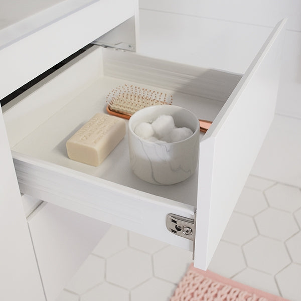 ADP Glacier Lite Door and Drawer Twin Vanity with Solid Surface Top