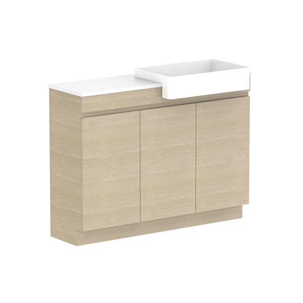 ADP Glacier Semi-Recessed All Door 1200 Trio Floor Mount Benchtop Right Bowl | The Blue Space