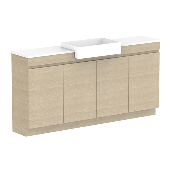 ADP Glacier Semi-Recessed All Door 1800 Trio Floor Mount Benchtop Centre Bowl | The Blue Space