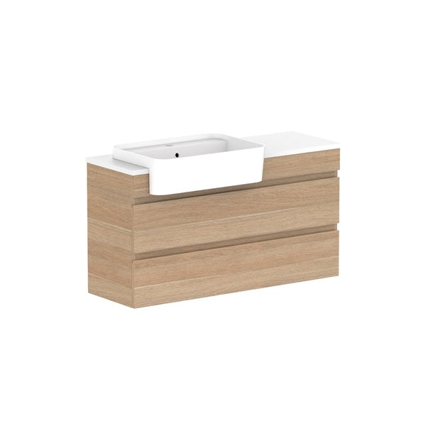 Glacier Semi-Recessed All-Drawer Twin 1050mm Wall Hung Left Bowl Benchtop | The Blue Space