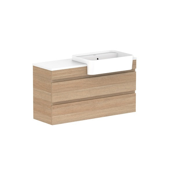 Glacier Semi-Recessed All-Drawer Twin 1050mm Wall Hung Right Bowl Benchtop | The Blue Space