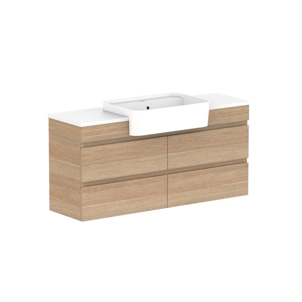 Glacier Semi-Recessed All-Drawer Twin 1200mm Wall Hung Centre Bowl Benchtop | The Blue Space