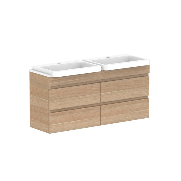 Glacier Semi-Recessed All-Drawer Twin 1200mm Wall Hung Double Bowl Benchtop | The Blue Space