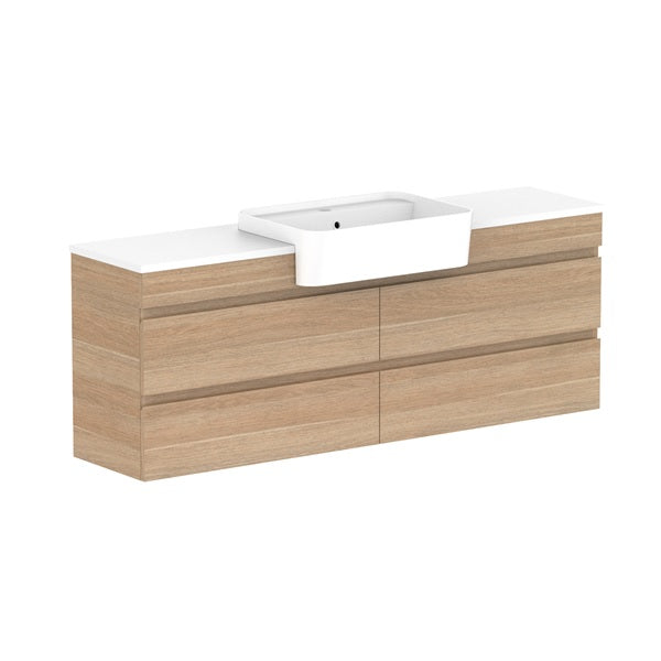 Glacier Semi-Recessed All-Drawer Twin 1500mm Wall Hung Centre Bowl Benchtop | The Blue Space