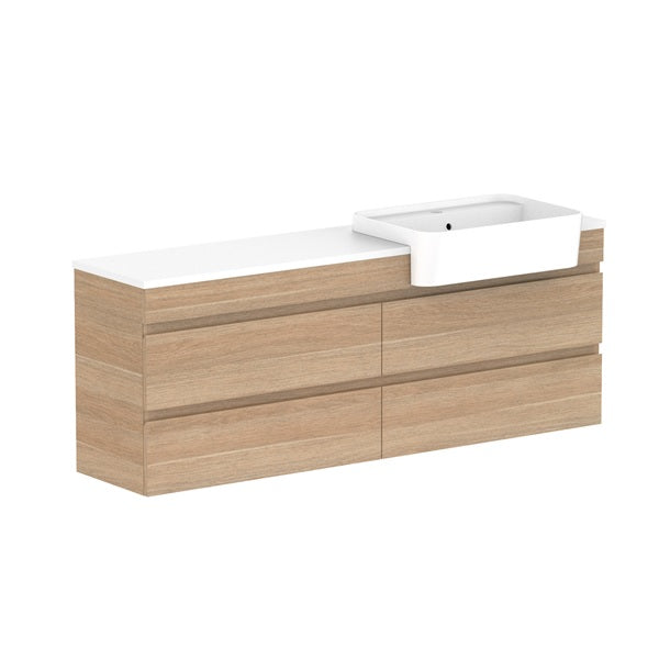 Glacier Semi-Recessed All-Drawer Twin 1500mm Wall Hung Right Bowl Benchtop | The Blue Space