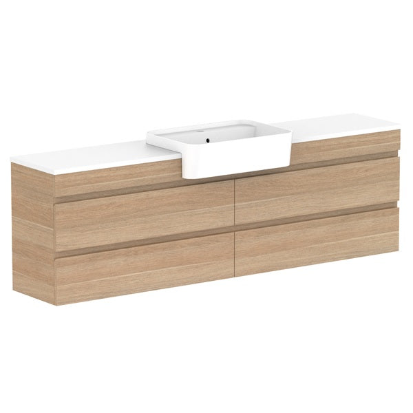 Glacier Semi-Recessed All-Drawer Twin 1800mm Wall Hung Centre Bowl Benchtop | The Blue Space