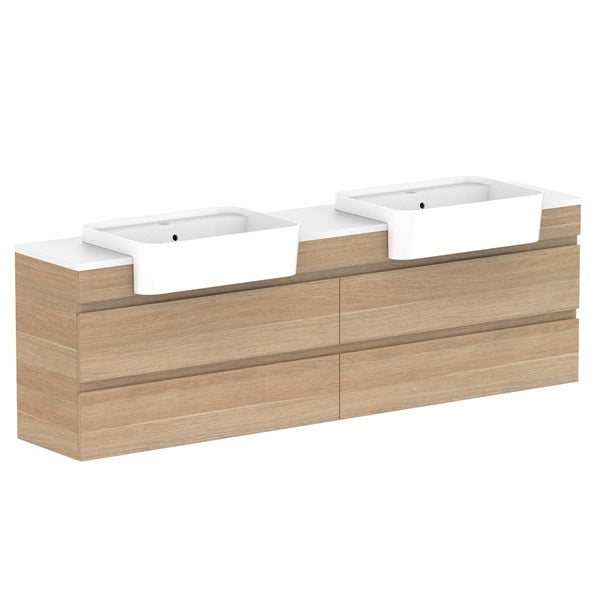Glacier Semi-Recessed All-Drawer Twin 1800mm Wall Hung Double Bowl Benchtop | The Blue Space