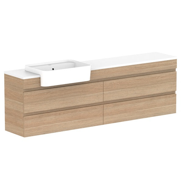 Glacier Semi-Recessed All-Drawer Twin 1800mm Wall Hung Left Bowl Benchtop | The Blue Space