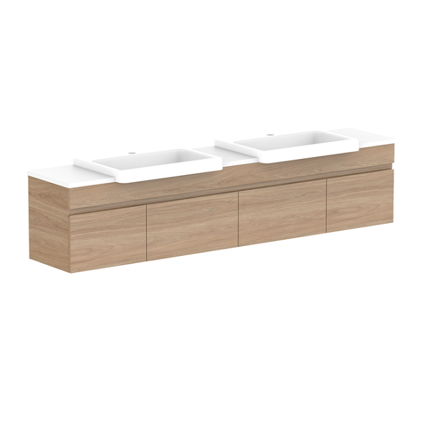 ADP Glacier Semi Recessed Door & Drawer Slim Benchtop 1800 Double Bowl | The Blue Space