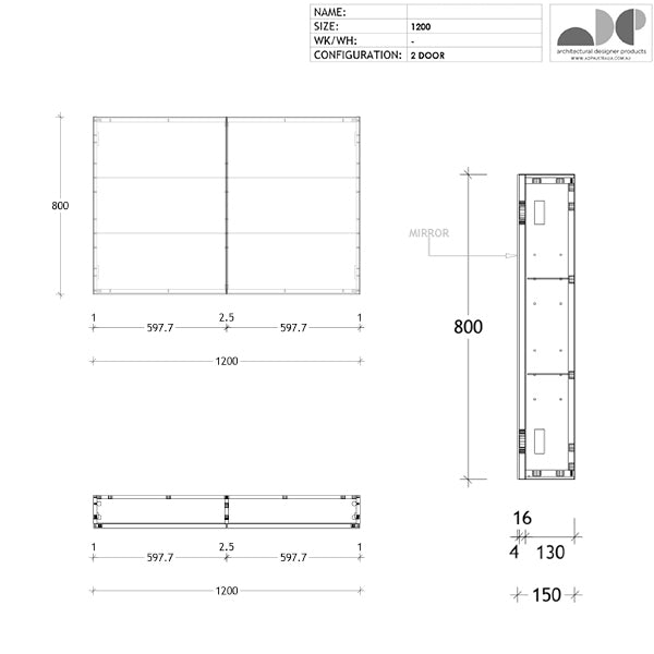 ADP Gloss Silk Shaving Cabinet 500mm - 1800mm by ADP - The Blue Space