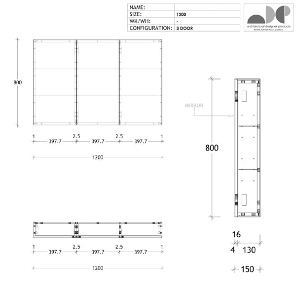 ADP Gloss Silk Shaving Cabinet 500mm - 1800mm by ADP - The Blue Space