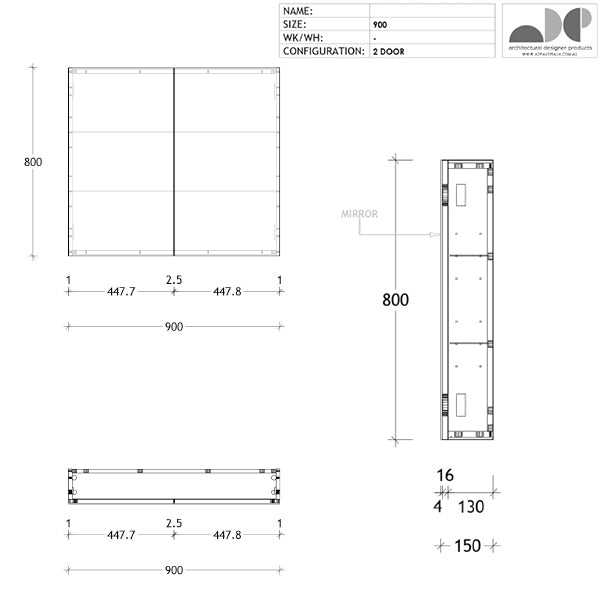 ADP Gloss Silk Shaving Cabinet 500mm - 1800mm by ADP - The Blue Space