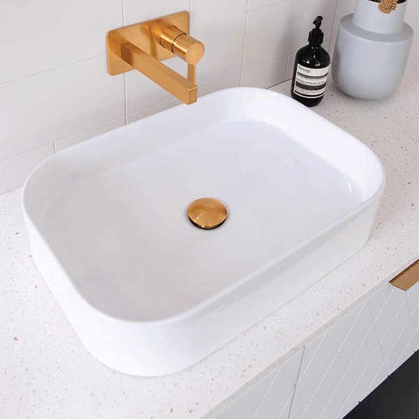 ADP Max Above Counter Basin White - rounded rectangle above counter basin online at The Blue Space