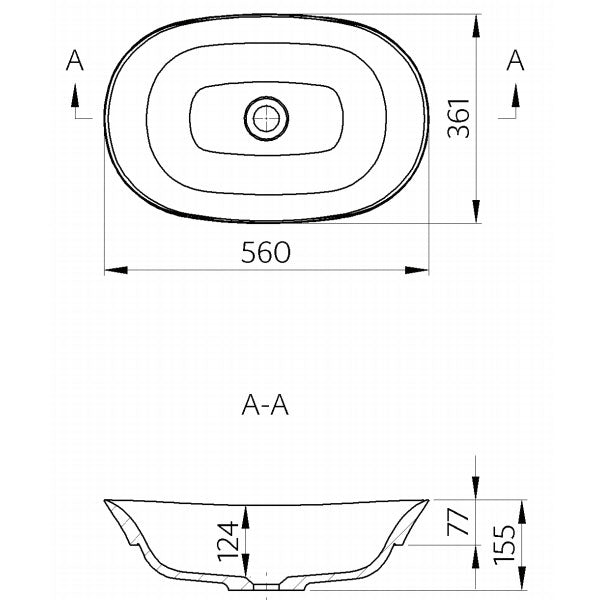 Technical Drawing - ADP Rise Semi-Inset Basin