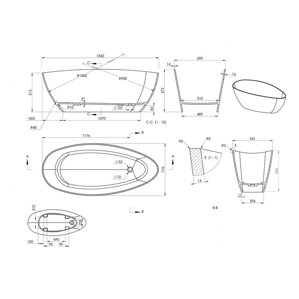 ADP Tranquil Matte Finish Freestanding Bath by ADP - The Blue Space