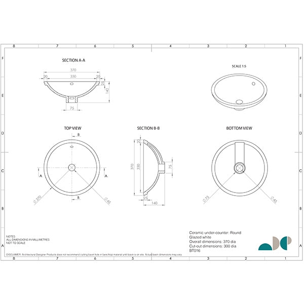 ADP Round Under Counter Basin by ADP - The Blue Space