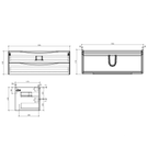 Ancona 1200mm Wall Hung Vanity Technical Drawings - The Blue Space
