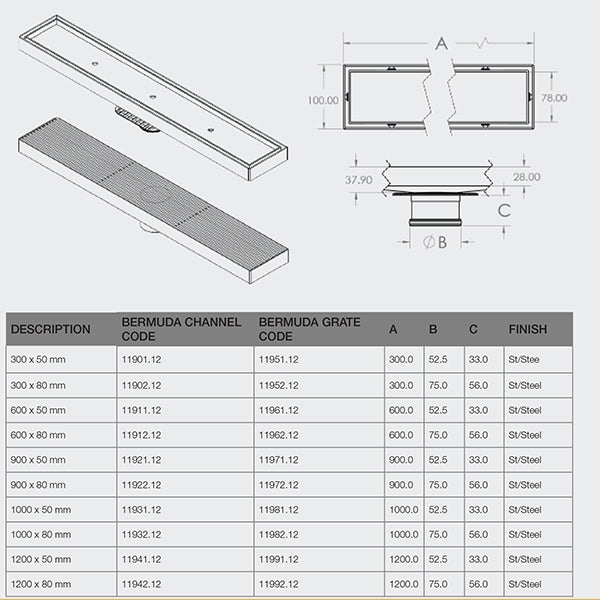 Bounty Brassware Bermuda Tile Insert Channels 80mm by Bounty Brassware - The Blue Space