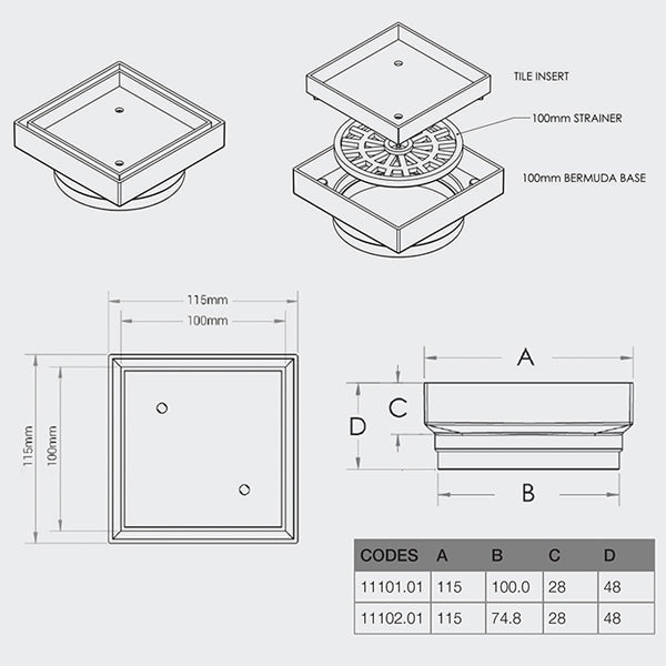 Bounty Brassware Bermuda Standard Floor Waste Tile Insert by Bounty Brassware - The Blue Space
