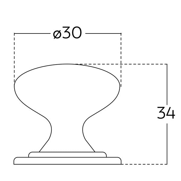 Technical Drawing - Momo Handles Bosco Plain Knob 32mm Brushed Nickel