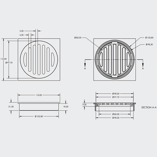 Bounty Brassware 316 Stainless Steel Square Waste 100mm by Bounty Brassware - The Blue Space