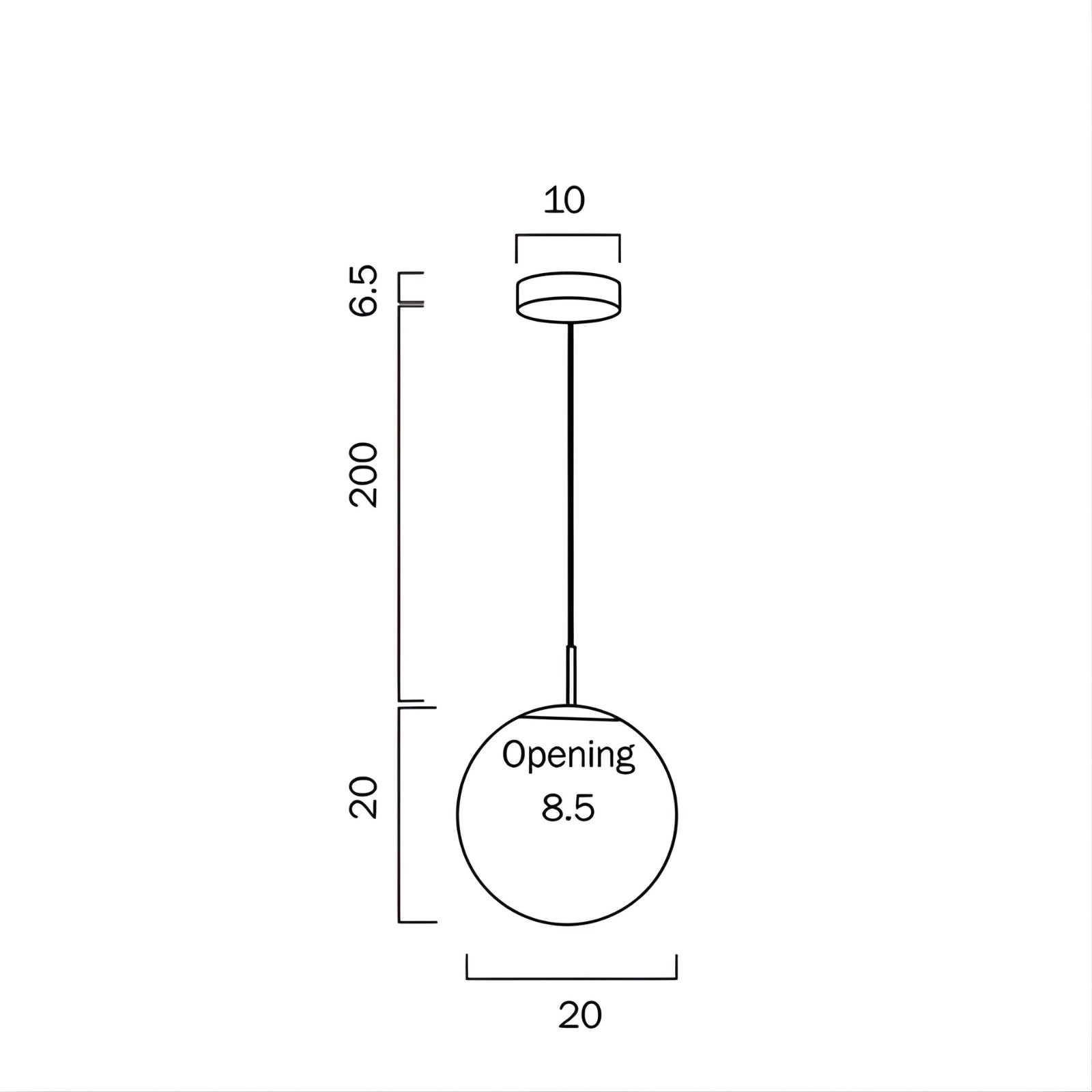 Technical Drawing - Telbix Bally ES 20cm Pendant - Antique Gold | The Blue Space