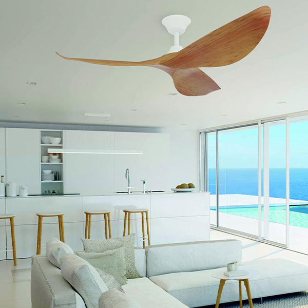 Eglo Cabarita 50" 127cm Ceiling Fan - White with Bamboo Finish - The Blue Space