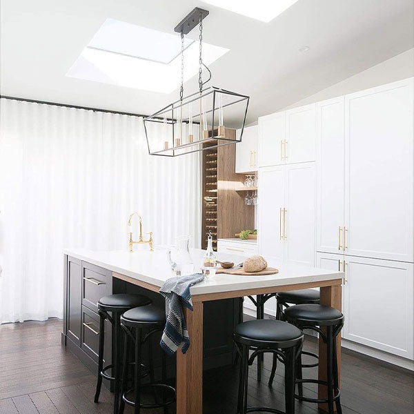 Café Lighting Le Mans Long ES 5 Light Pendant - Black - The Blue Space