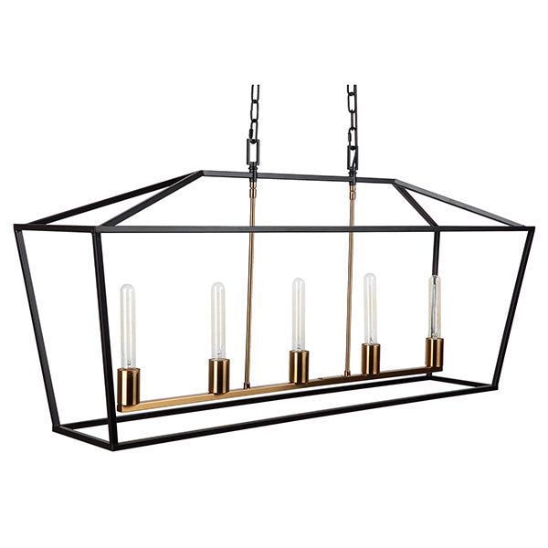 Café Lighting Le Mans Long ES 5 Light Pendant - Black - The Blue Space