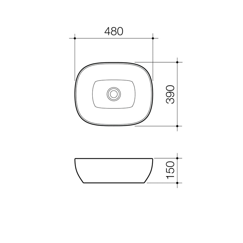Caroma Artisan Above Counter Basin- Curved Rectangle 500mm by Caroma - The Blue Space