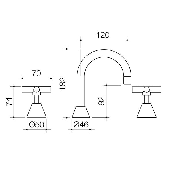 Caroma Coolibah Classic Cross Basin Tap Set by Caroma - The Blue Space
