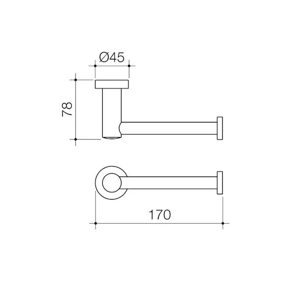 Caroma Cosmo Metal Toilet Roll Holder Matte Black Technical Drawing - The Blue Space