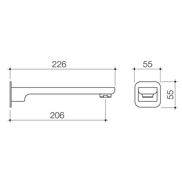 Technical Drawing - Caroma Luna Basin/Bath Outlet - The Blue Space