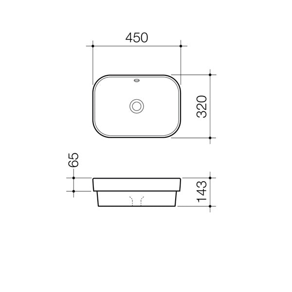Caroma Luna Inset Basin (Without Tap Landing)