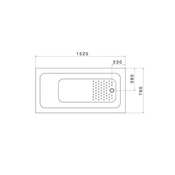 Caroma Vivas Anti-slip Island Bath 1525mm Technical Drawing - The Blue Space
