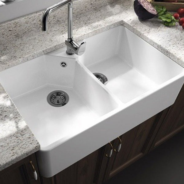 Turner Hastings Chester Double Flat Front Fine Fireclay Butler Kitchen Sink - The Blue Space
