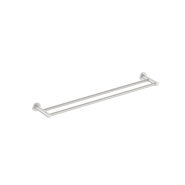 Clark Round Double Towel Rail 600mm - Brushed Nickel | The Blue Space
