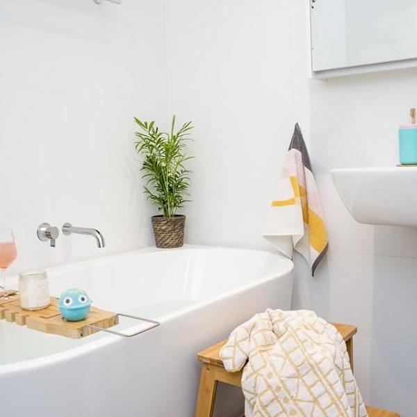 Clark Round Back To Wall Freestanding Bath in modern fun bathroom design