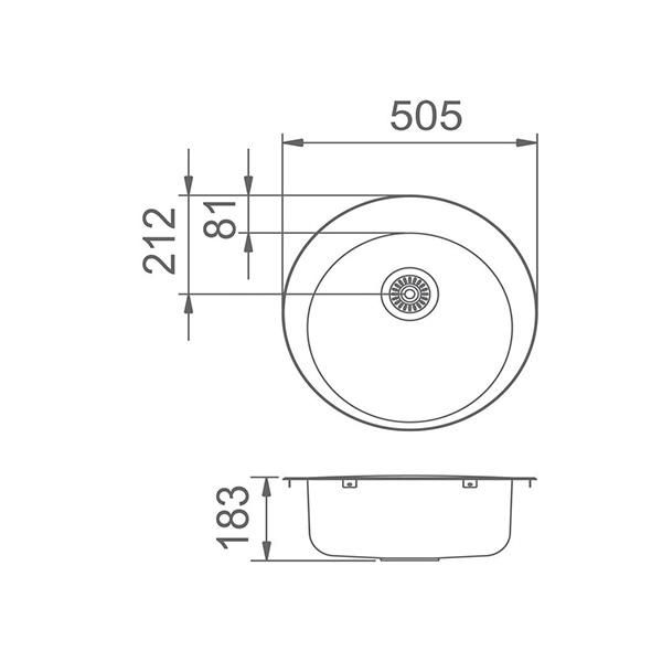 Clark Cellini Single Bowl with Tap Landing - 1TH dimensions